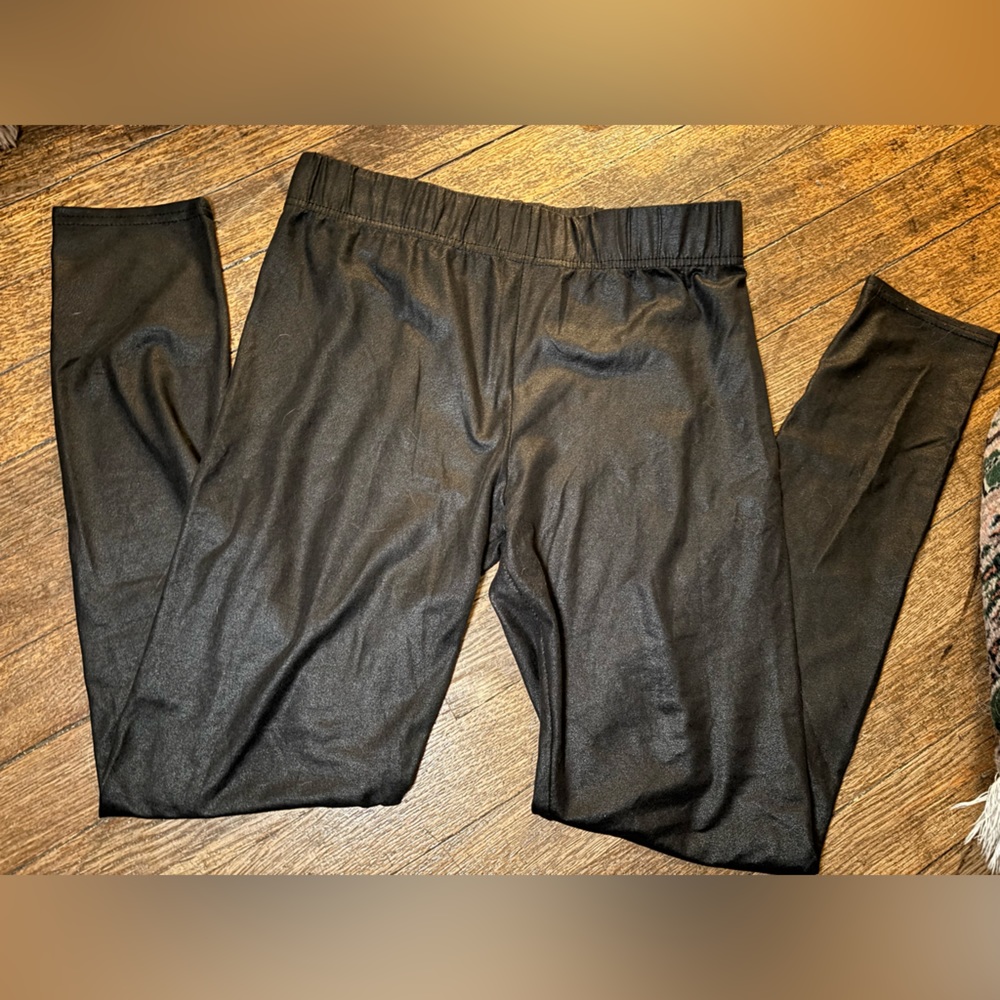 Black metallic-ish leggings